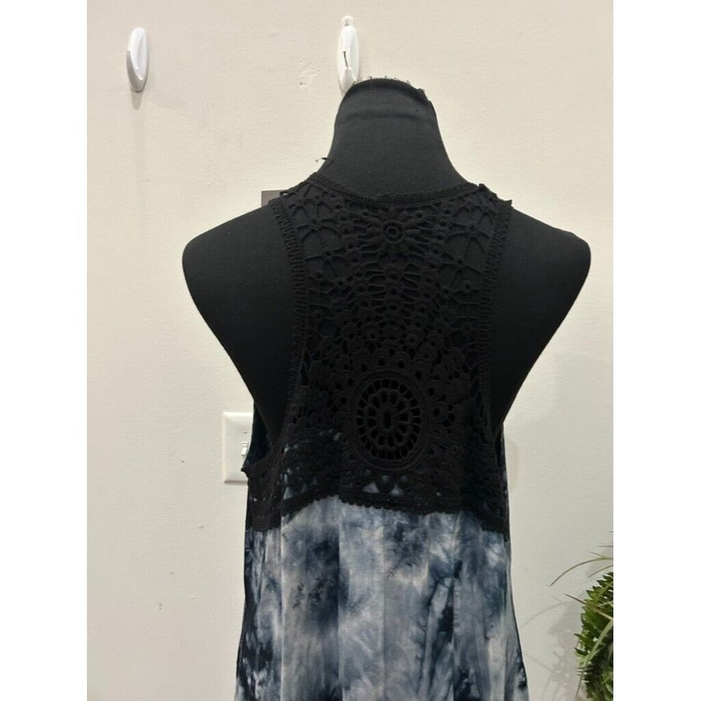 NWT Lane Bryant Women's Blue Tie Dye Crochet Tank Dress Stretch Dress Size 18/20 - Picture 4 of 6